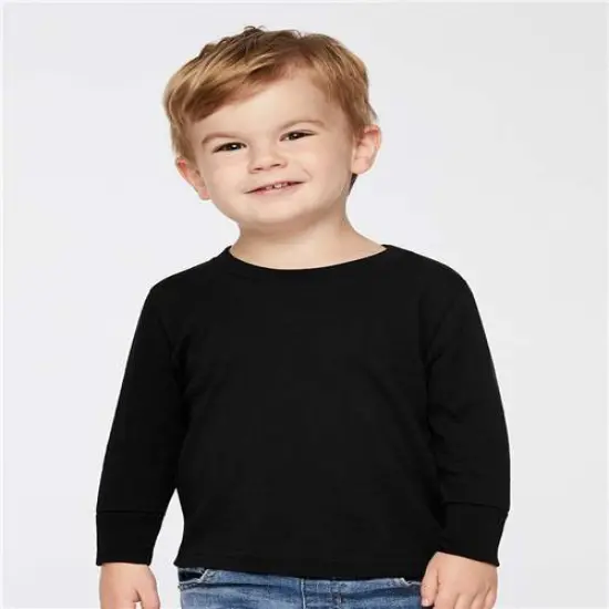 Rabbit Skins&reg; Toddler Cotton Jersey Long Sleeve Crewneck Tee - 3311 Black {1}