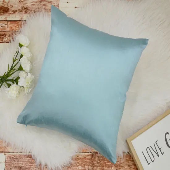 12''X18'' Aqua Solid Faux Silk Euro Sham / Throw Pillow COVER, ( Pack of 1 ) {1}