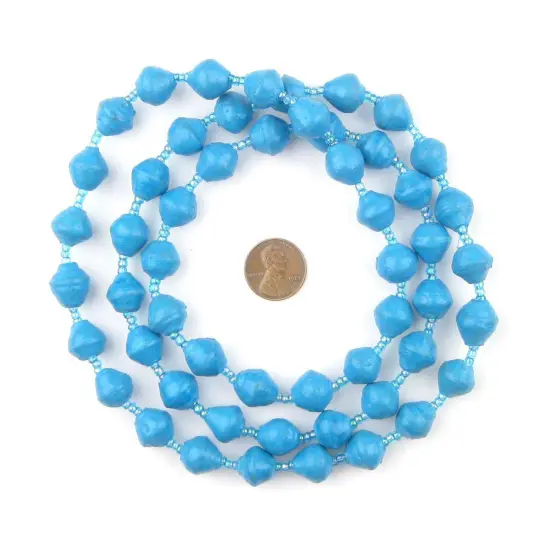 The Bead Chest Recycled Paper Bead Necklace from Uganda - Fair Trade African Jewelry (Turquoise) {2}
