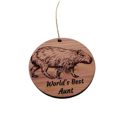 Worlds Best Aunt Capybara - Cedar Ornament {1}