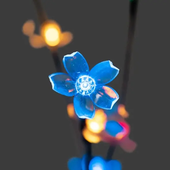 Northlight Pre-Lit Cherry Blossom Artificial Tree Branches - 2.5' - Multi LED Lights - Set of 3 Black {6}