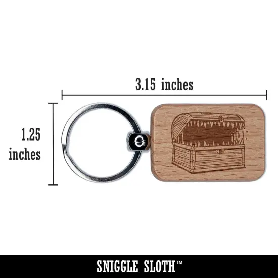 Mimic Dungeon Monster Treasure Chest Engraved Wood Rectangle Keychain Tag Charm {2}