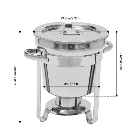 7L Round Chafing Dish Food Warmer Tray Buffet Catering Stainless Steel {2}