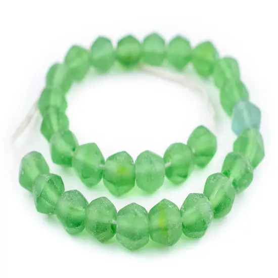 The Bead Chest Green Sea Glass Java Faceted Bicone Beads {3}