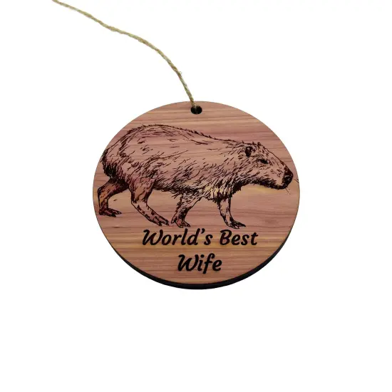 Worlds Best Wife Capybara - Cedar Ornament {3}