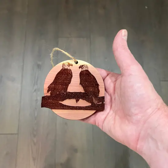 Eagle Pair - Cedar Ornament {4}