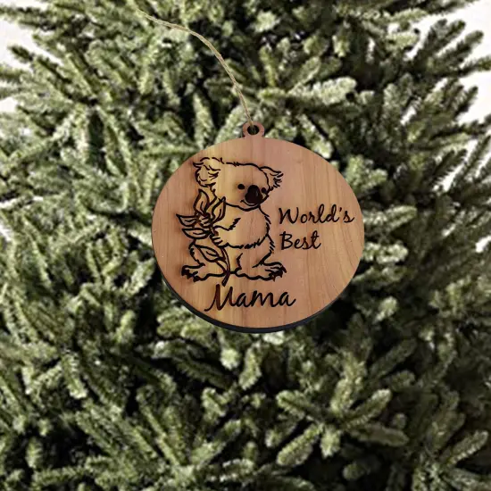 Koala Worlds Best Mama - Cedar Ornament {2}