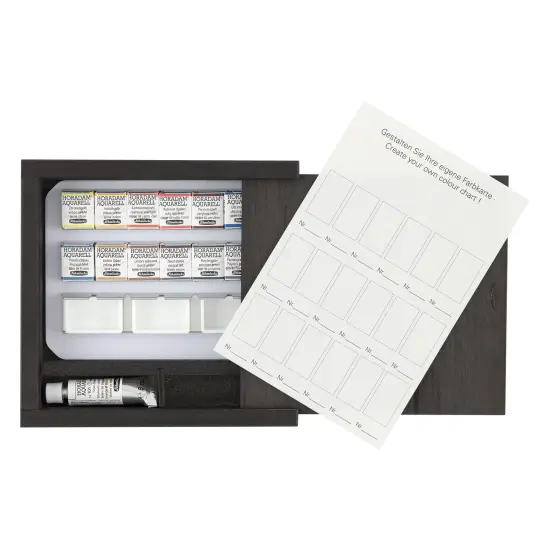 Schmincke Horadam Watercolor Set - Exclusive Limited Edition Wooden Box -12 Half Pans, 5ml Titanium White, 3 Empty Pans, Made in Germany for professionals, artists, painters Assorted {4}
