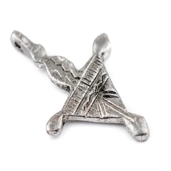 The Bead Chest Tchintabaradene Silver Moroccan Tuareg Cross Pendant: North African Tribal Berber Moroccan Sahara Pendant for Jewelry {3}