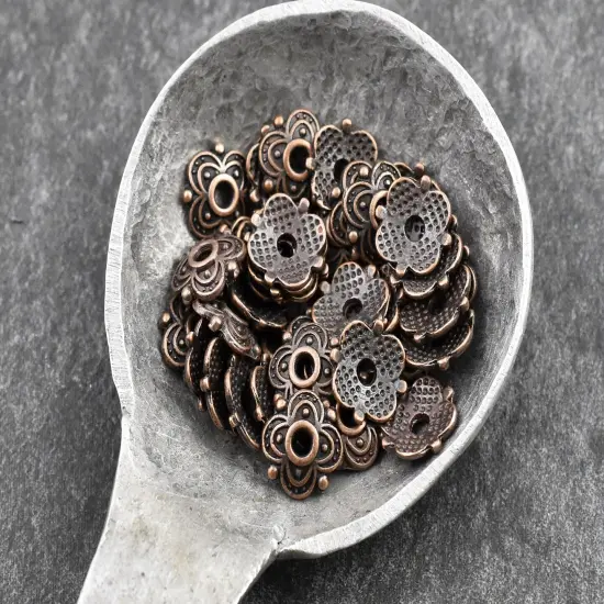 *250* 8mm Antique Copper Bead Caps {3}