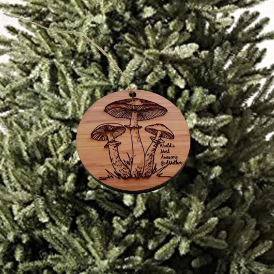 Toadstool Worlds Most Awesome GodMother - Cedar Ornament {2}