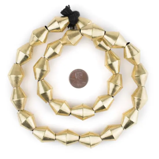The Bead Chest Brass Mali Bicone Beads 22x16mm African Large Hole 24 Inch Strand Handmade {2}