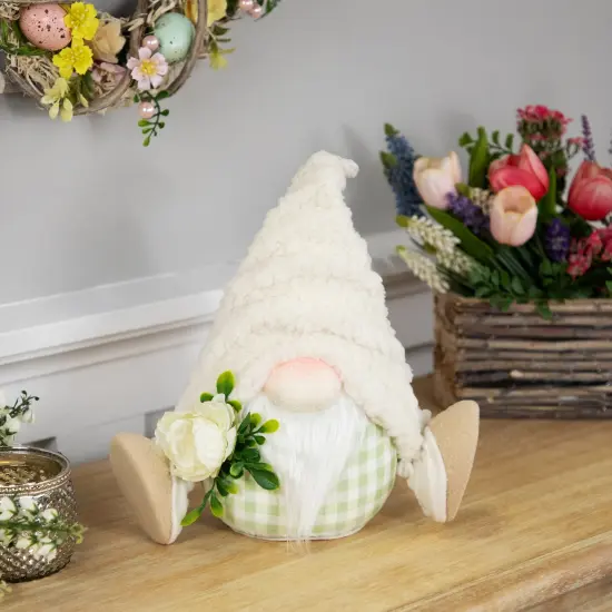 Northlight Plush Sitting Gnome with Flower Spring Figurine -10.5" Ivory {3}