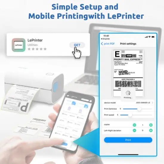 Thermal Label Printer Jiose Wireless Shipping Label Printer 4x6 Desktop Barcode Label Maker {4}