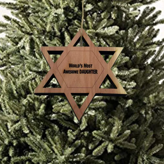 Worlds most awesome Daughter Star of David - Cedar Ornament {3}