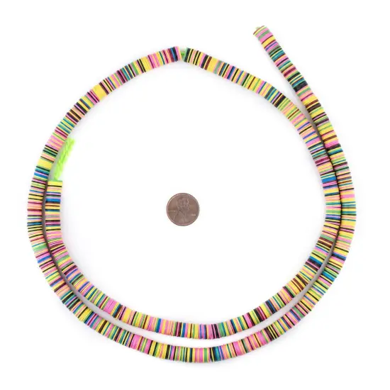 The Bead Chest Autumn Medley Vinyl Phono Record Beads 8mm Ghana African Multicolor Heishi 34 Inch Strand Handmade {2}