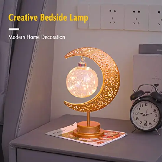 Enchanted Lunar Lamp, Ramadan Decorations Lamp for Bedroom, Magic Kids Night Lights, Crescent Moon Light, Battery Operated Table Lamp, Galaxy Light, Eid Home Decor, Christmas Decor, Gifts {1}