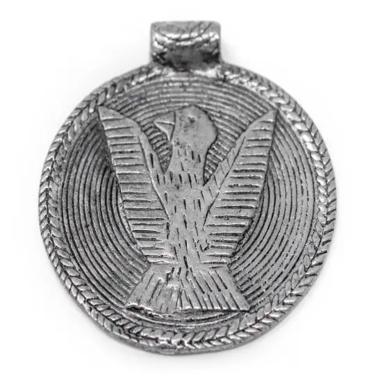 The Bead Chest Silver Bird Baule Bead Pendant (58x52mm): African Tribal Metal Pendant for DIY Jewelry and Necklace {5}