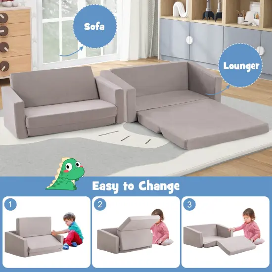 Honeyjoy 2-in-1 Toddler Fold out Couch Children&rsquo;s Convertible Sofa to Lounger {6}
