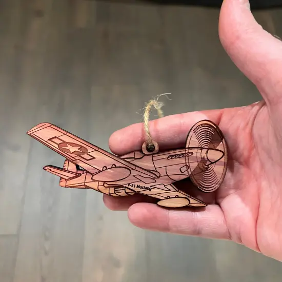 P51 Mustang Plane - Cedar Ornament {4}
