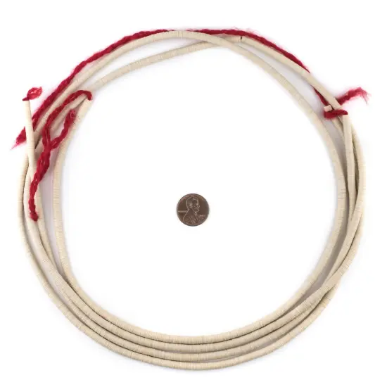 The Bead Chest African Vinyl Beads, Ghana Vulcanite Crafts Supplies for DIY Jewelry Making, Necklaces, Bracelets (4mm, Cream) {2}