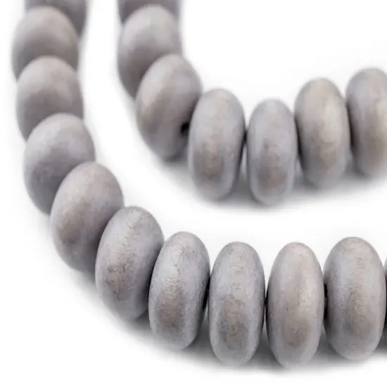 The Bead Chest Grey Abacus Natural Wood Beads (10x15mm): Organic Eco-Friendly Wooden Bead Strand for DIY Jewelry, Crafts, Necklace and Bracelet Making {1}