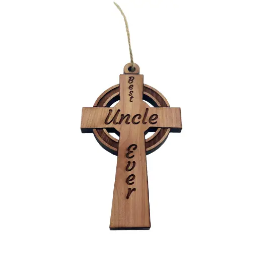 Best Uncle Ever Celtic Cross - Cedar Ornament {1}