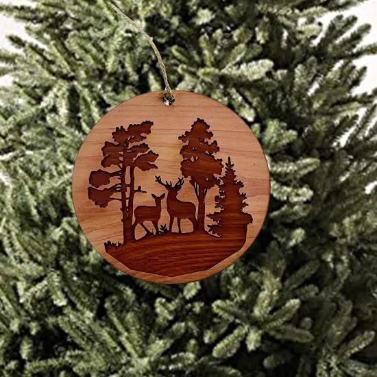 Buck and Doe - Cedar Ornament {3}
