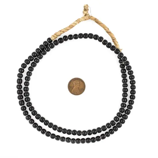 The Bead Chest White Heart Beads - Full Strand of Glass African Trade Beads (5mm, Black) {2}