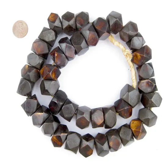 The Bead Chest Dark Brown Bone Beads - Full Strand of Fair Trade African Beads (Faceted, Dark Brown) {2}
