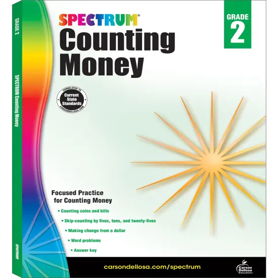 Spectrum Grade 2 Counting Money Workbook, Ages 7-8, Addition, Subtraction, and Counting Money, 2nd Grade Math Word Problems With Bills and Coins, Grade 2 Math Workbook for Kids {1}