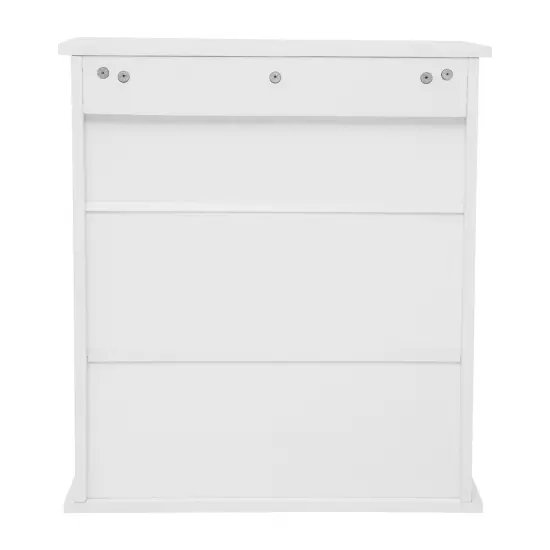 Merrick Lane Vigo Wall Mounted Bathroom Medicine Cabinet with Adjustable Cabinet Shelf, Lower Open Shelf, and Magnetic Closure Doors White {4}