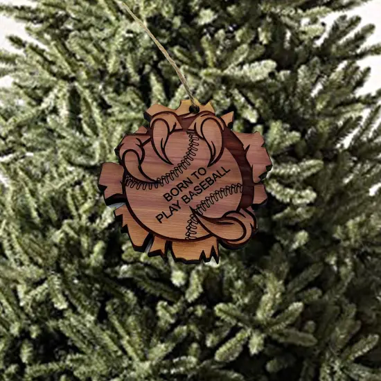 Born to Play Baseball - Cedar Ornament {3}