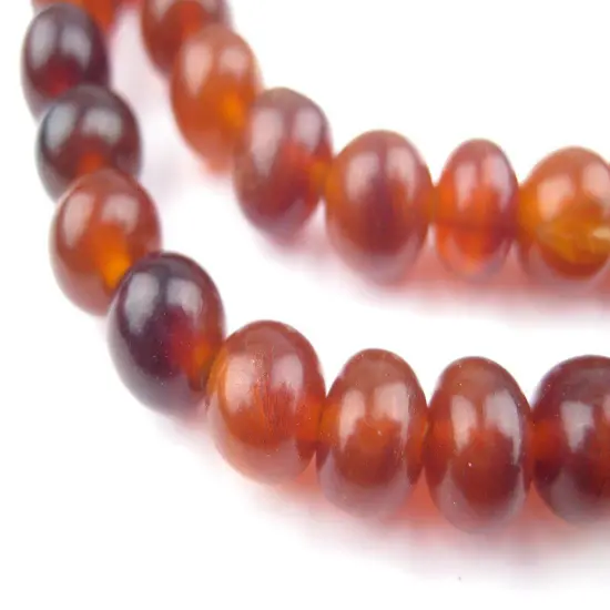 The Bead Chest Amber Round Horn Beads 8mm Brown 20 Inch Strand {1}