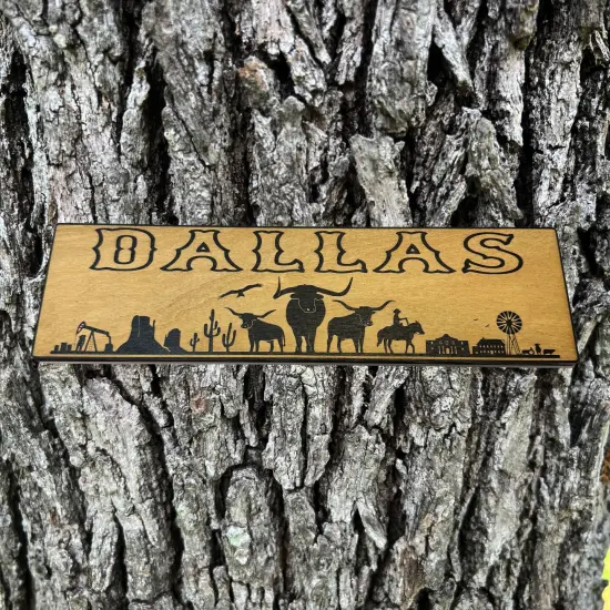 Dallas Plaque with Landscape BLACK Sign 3x11 {3}