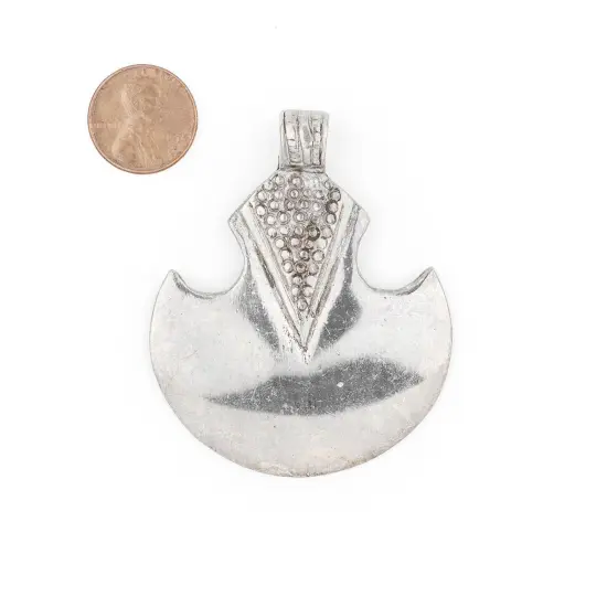 The Bead Chest Silver Half Moon Tuareg Shield Pendant (63x51mm): North African Tribal Berber Moroccan Sahara Pendant for Jewelry {2}