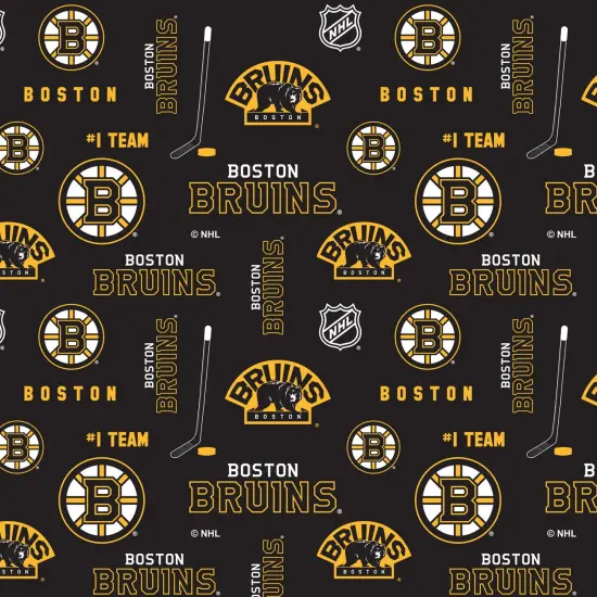 Sykel Enterprises NHL Team Cotton Fabric-Boston Bruins All Over Print Cotton Quilting Fabric {1}