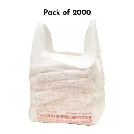 Popular Plastic Merchandise Bags Small T-Shirt Carry-Out Bags, 11.5" x 6.5" x 22" | Raheev&reg; {1}