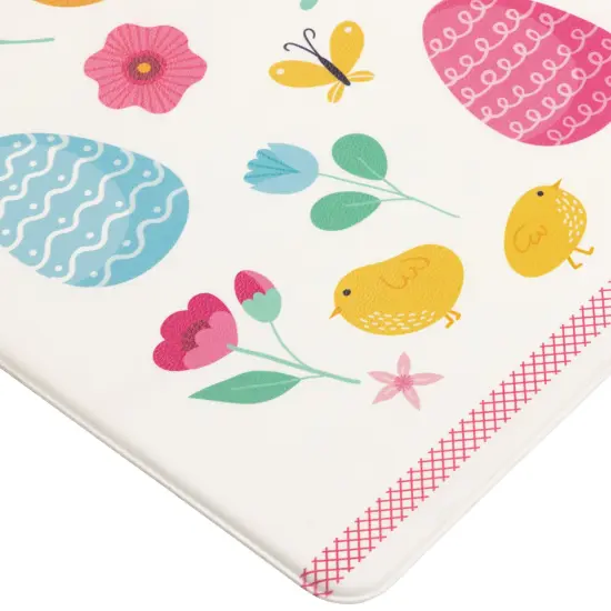 Northlight 29" Pastel Eggs and Chicks "Happy Easter" Kitchen Comfort Mat White {6}