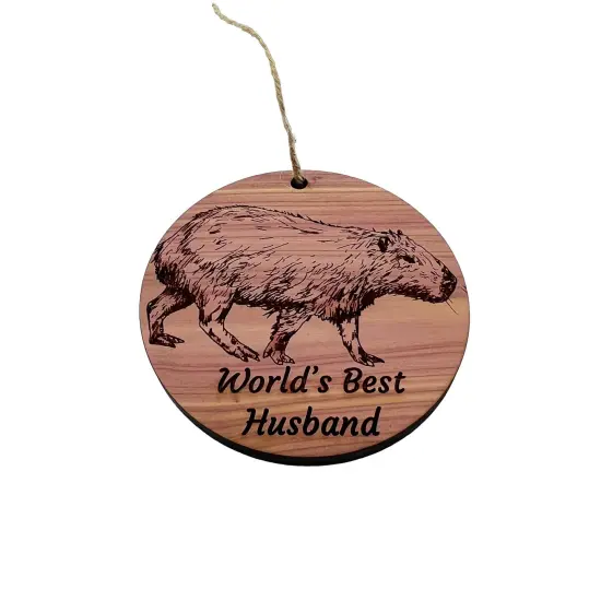 Worlds Best Husband Capybara - Cedar Ornament {3}