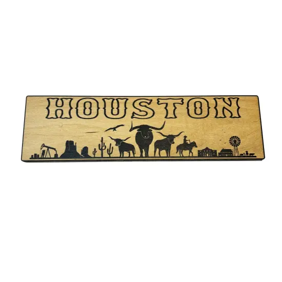 Houston Plaque with Landscape BLACK Sign 3x11 {1}