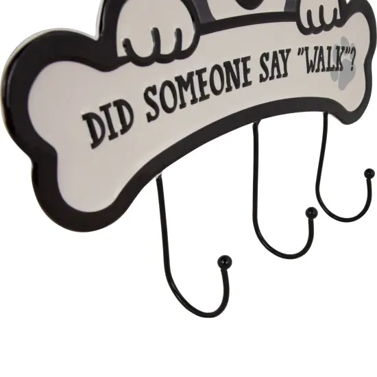 Northlight Did Someone Say "Walk"? Dog Metal Wall Organizer - 13" - Black and Cream {7}