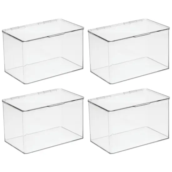 mDesign Plastic Bathroom Storage Organizer Bin Box with Hinge Lid {4}