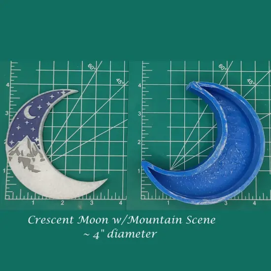 Crescent Moon with Mountains Silicone Freshie Mold {1}