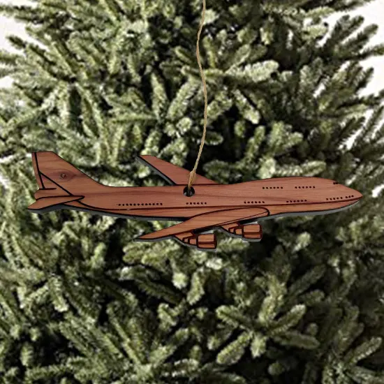 747 Jet Airplane - Cedar Ornament {3}