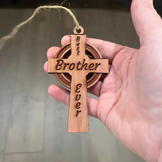 Best Brother Ever Celtic Cross - Cedar Ornament {4}