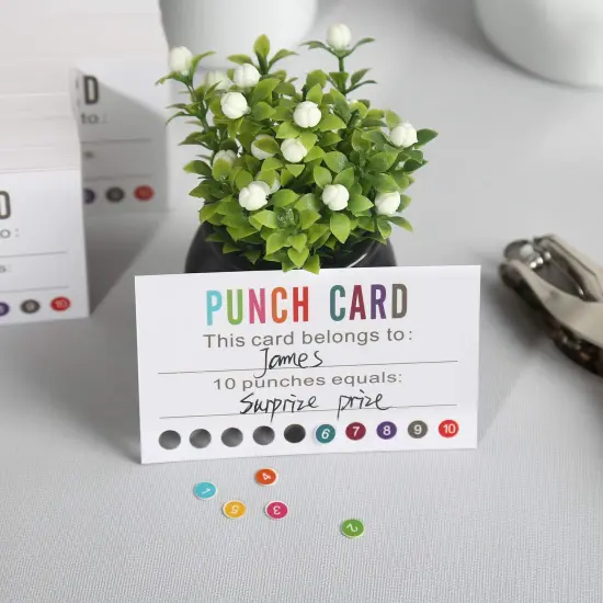 200 PCS Punch Cards Reward Punch Cards for Classroom Behavior Incentive Awards for Kids Students Teachers Home Classroom School Business Loyalty Gift Card - 3.5" x 2" {3}