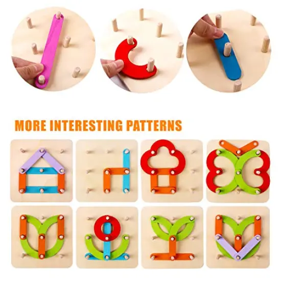 Wooden Letter and Number Construction Activity Set Educational Preschool Toys Shape Color Recognition Pegboard Sorter Set Board Blocks Stack Sort for Toddler Kids Boys Girls Non-Toxic Toy {6}
