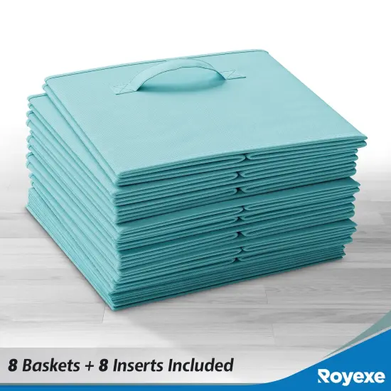 Fabric Storage Cubes for Cube Organizer - 8 Pack Heavy Duty Blue Storage Bins - 11 Inch Cube Storage Bin, Use As A Clothes Storage Box In Closet, Baskets For Shelves or Cubbies Storage Organizer {2}