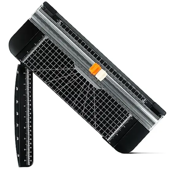 Paper Cutter 12 Inch Paper Trimmer with Scoring Blade, Paper Cutters for Cardstock Scrapbooking Tool with Automatic Security Safeguard and Side Ruler, Portable Paper Cutter for Crafting, Black {2}